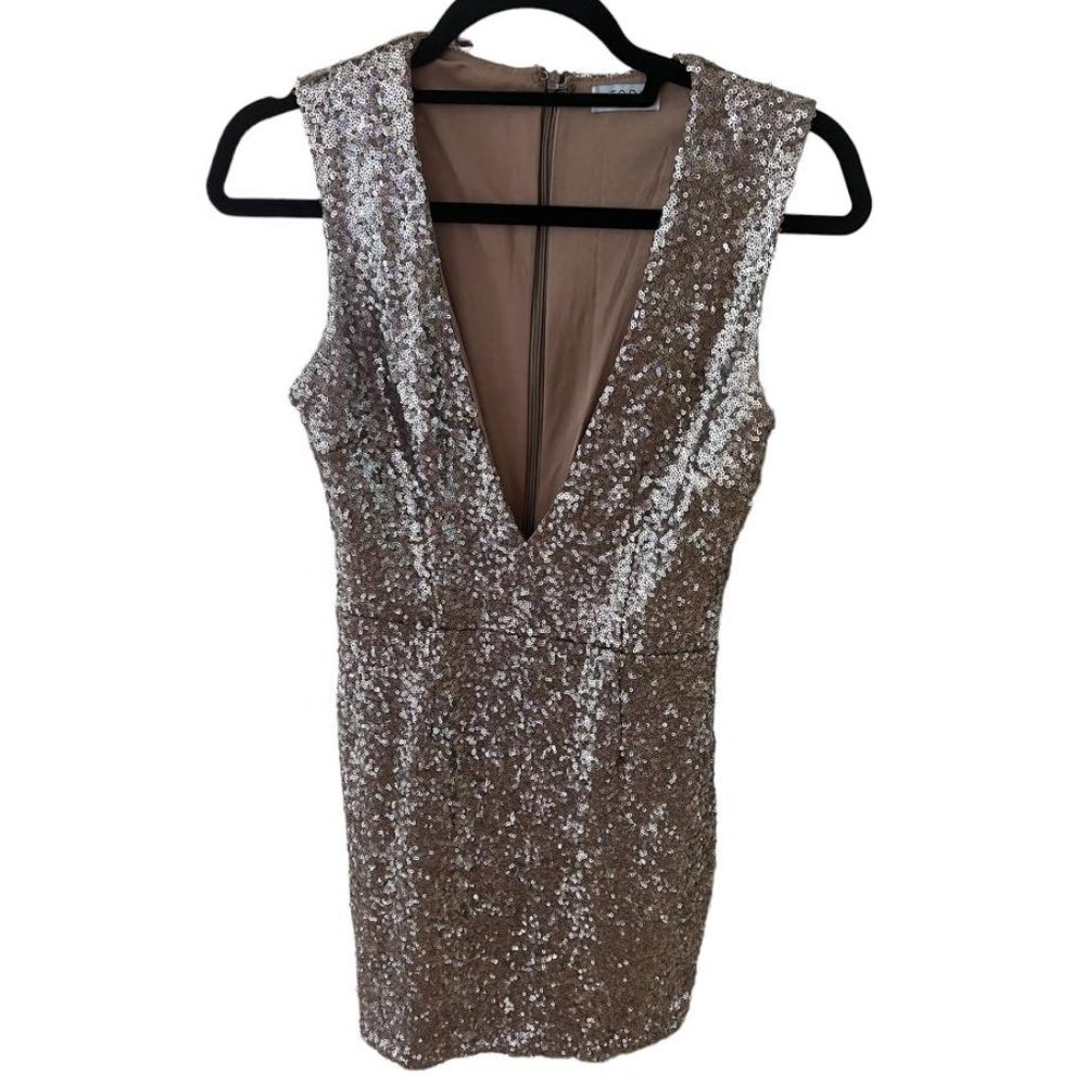 Tobi bronze sequin v-neck mini dress size small